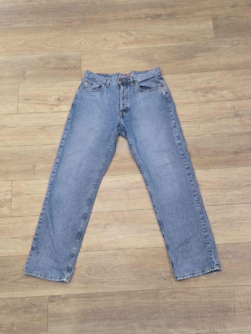 Retro Y2K Silver Straight-Leg Button Fly Jeans